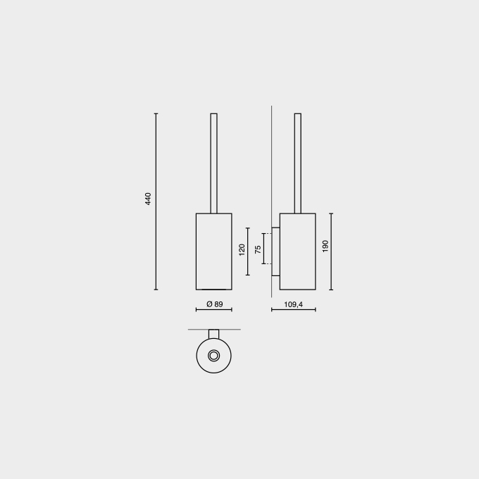 Zack Linea Premium Brushed Stainless Steel Wall-Mounted Toilet Brush - German Engineering