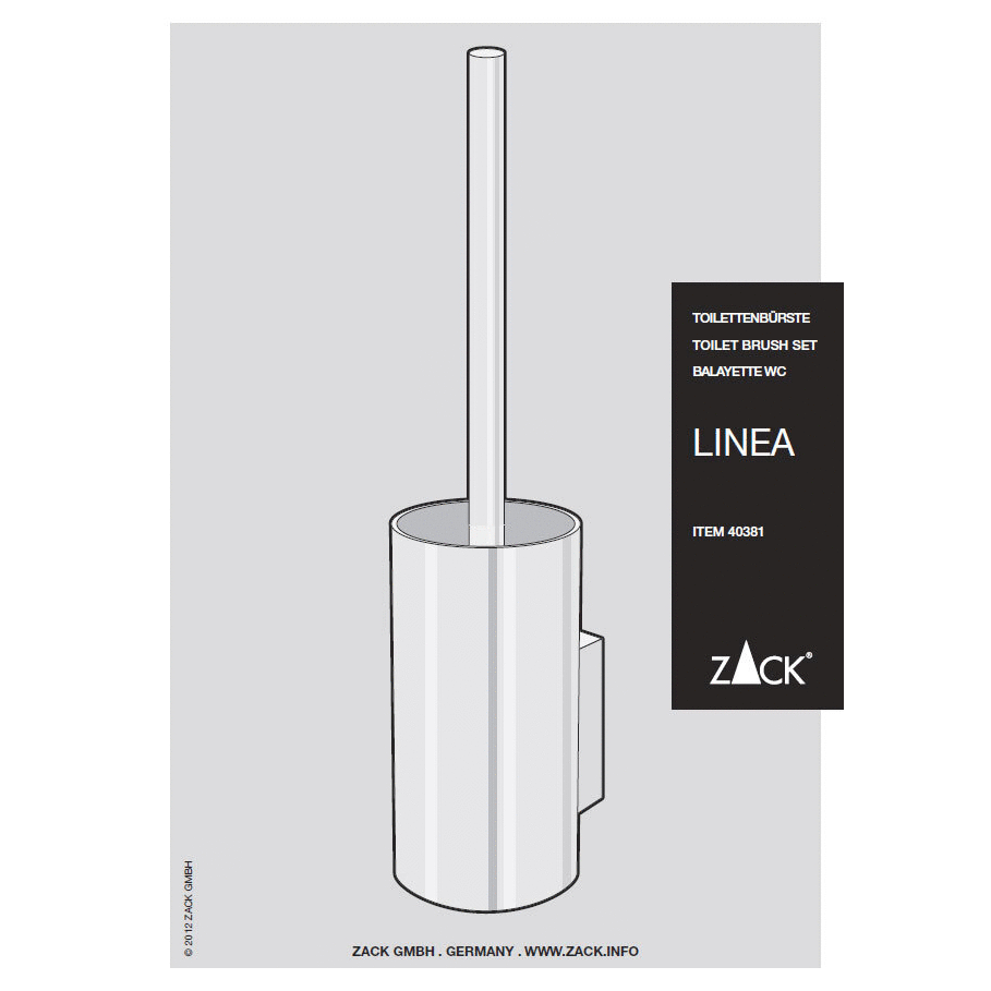 Zack Linea Premium Brushed Stainless Steel Wall-Mounted Toilet Brush - German Engineering