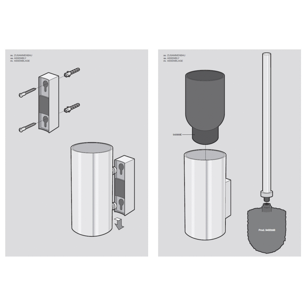 Zack Linea Premium Brushed Stainless Steel Wall-Mounted Toilet Brush - German Engineering