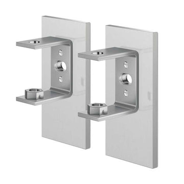 Zack Linea Premium Brushed Steel Wall Brackets - Professional Adhesive Mount Set (2-Pack)