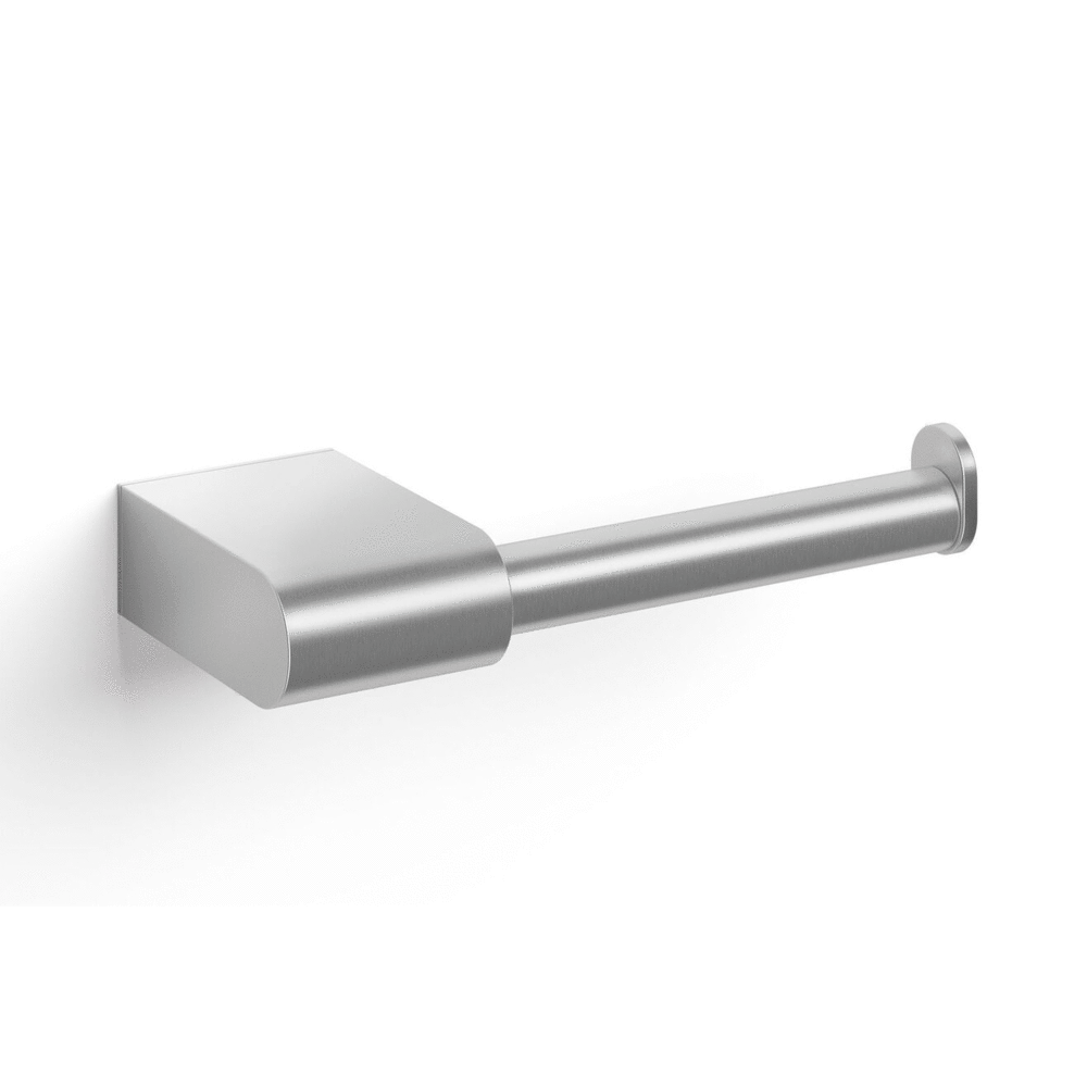 Zack Atore Brushed Stainless Steel Toilet Roll Holder - Premium Wall Mount Design