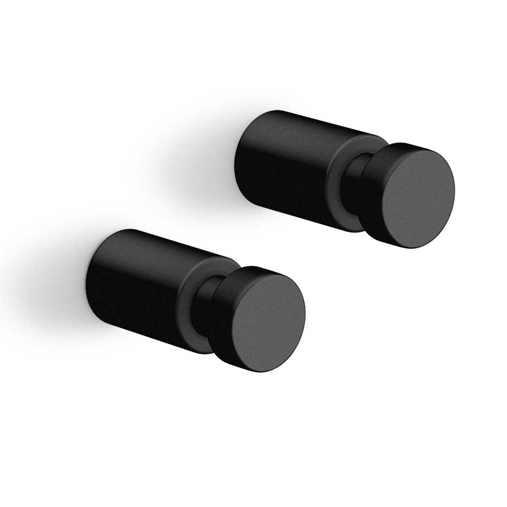 Zack Aivo 1.6 cm Powder Coated Black Stainless Steel Towel Hook Set/2 40444