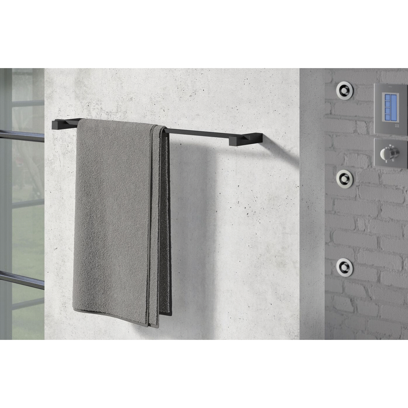 Zack Carvo Powder Coated Black Stainless Steel 66 cm Towel Rail 40502