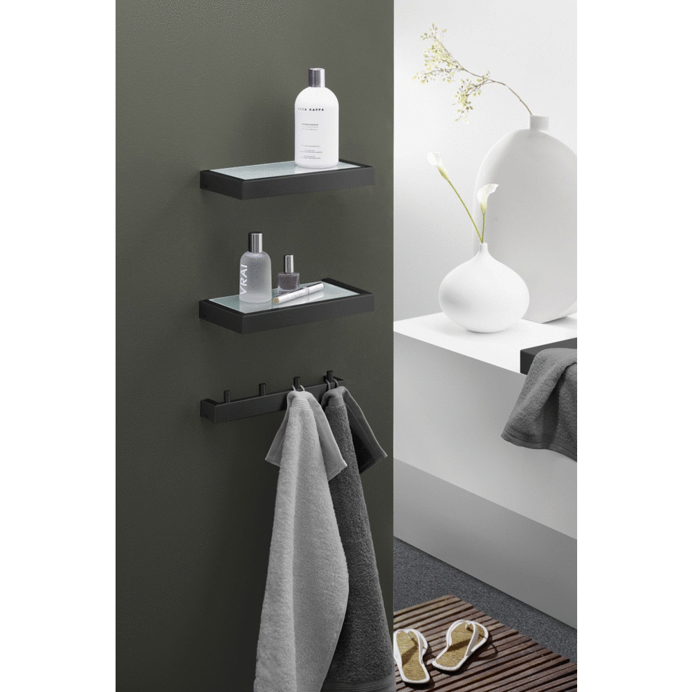 Zack Linea Premium Black Stainless Steel Bathroom Shelf - 26.5cm German Engineering