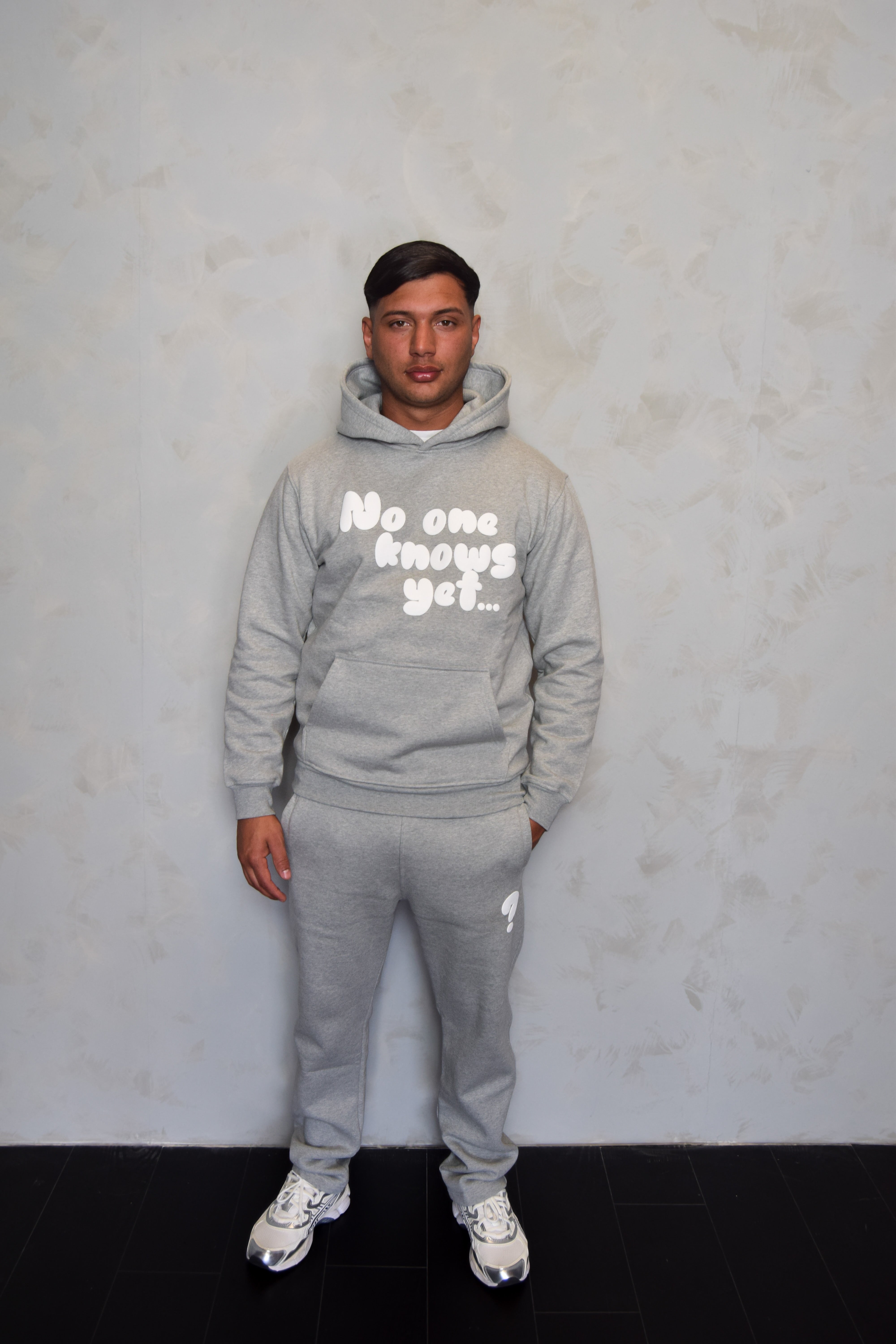 No One Knows Yet Hoodie | Grey/White