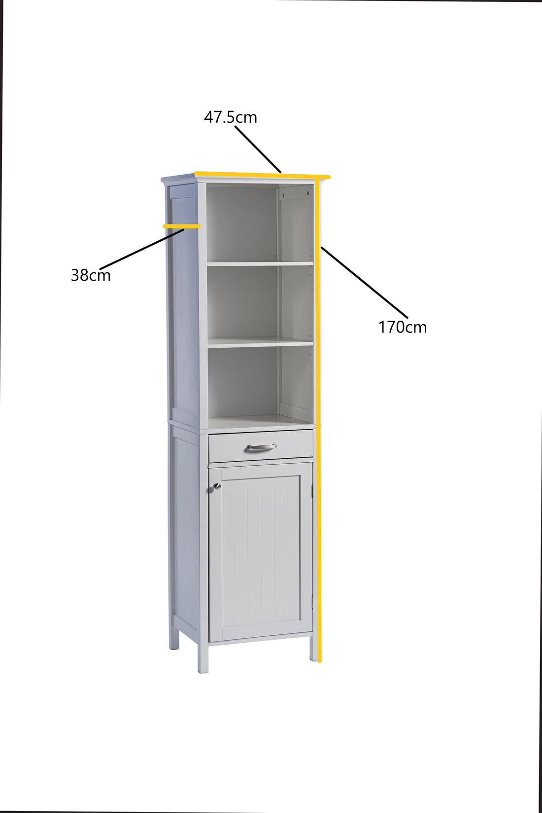 Tall Storage Cabinet in White or Grey – Slimline 170cm Height Organizer