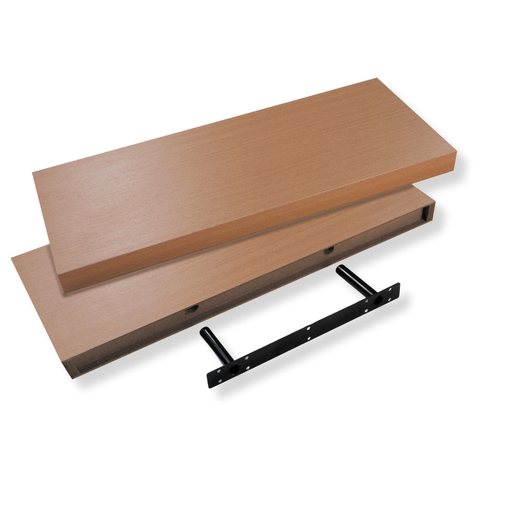 Pack of 2 Easy Fit Floating Shelves – 40cm or 60cm in White or Light Oak Finish