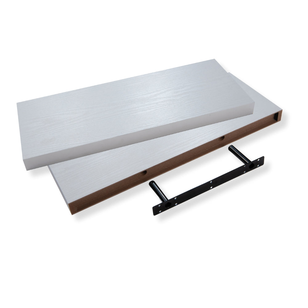 Pack of 2 Easy Fit Floating Shelves – 40cm or 60cm in White or Light Oak Finish