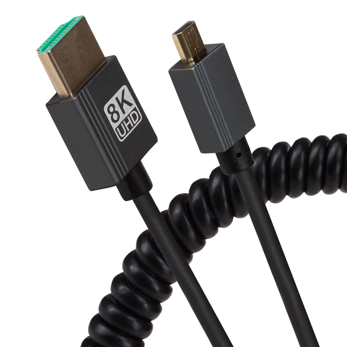 Maplin HDMI to Micro HDMI 8K Ultra HD Coiled Cable - Black, 1m