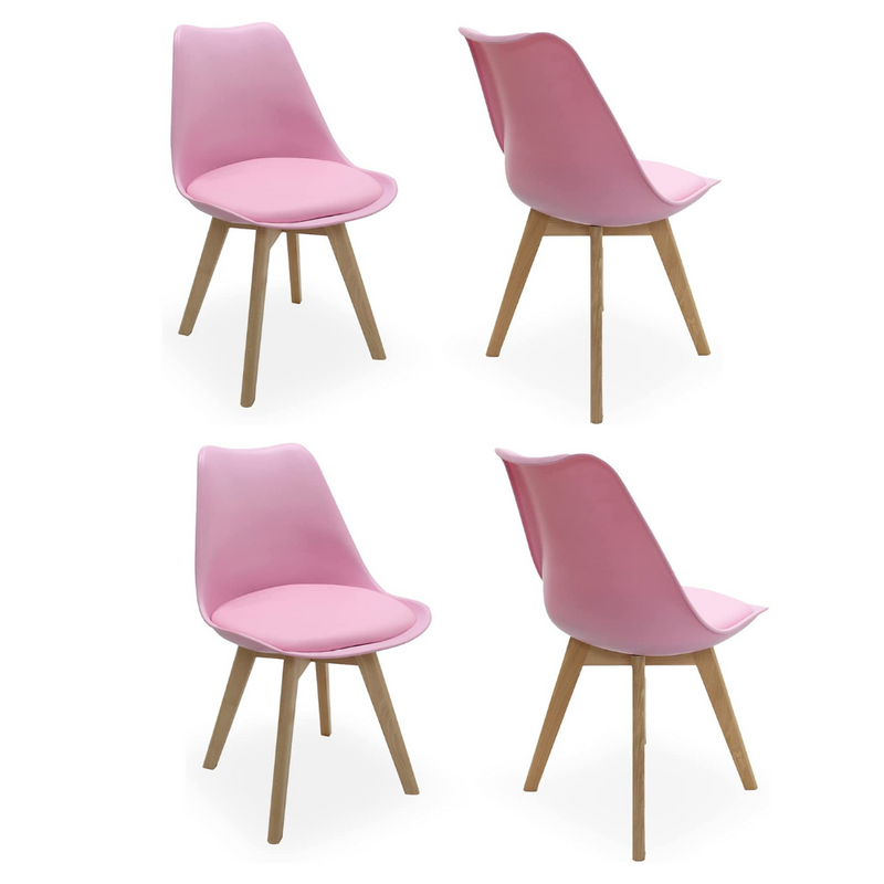 5PCs Dining Set - a Black Halo Dining Table & Set of 4 Lorenzo Tulip chairs with Padded Seat