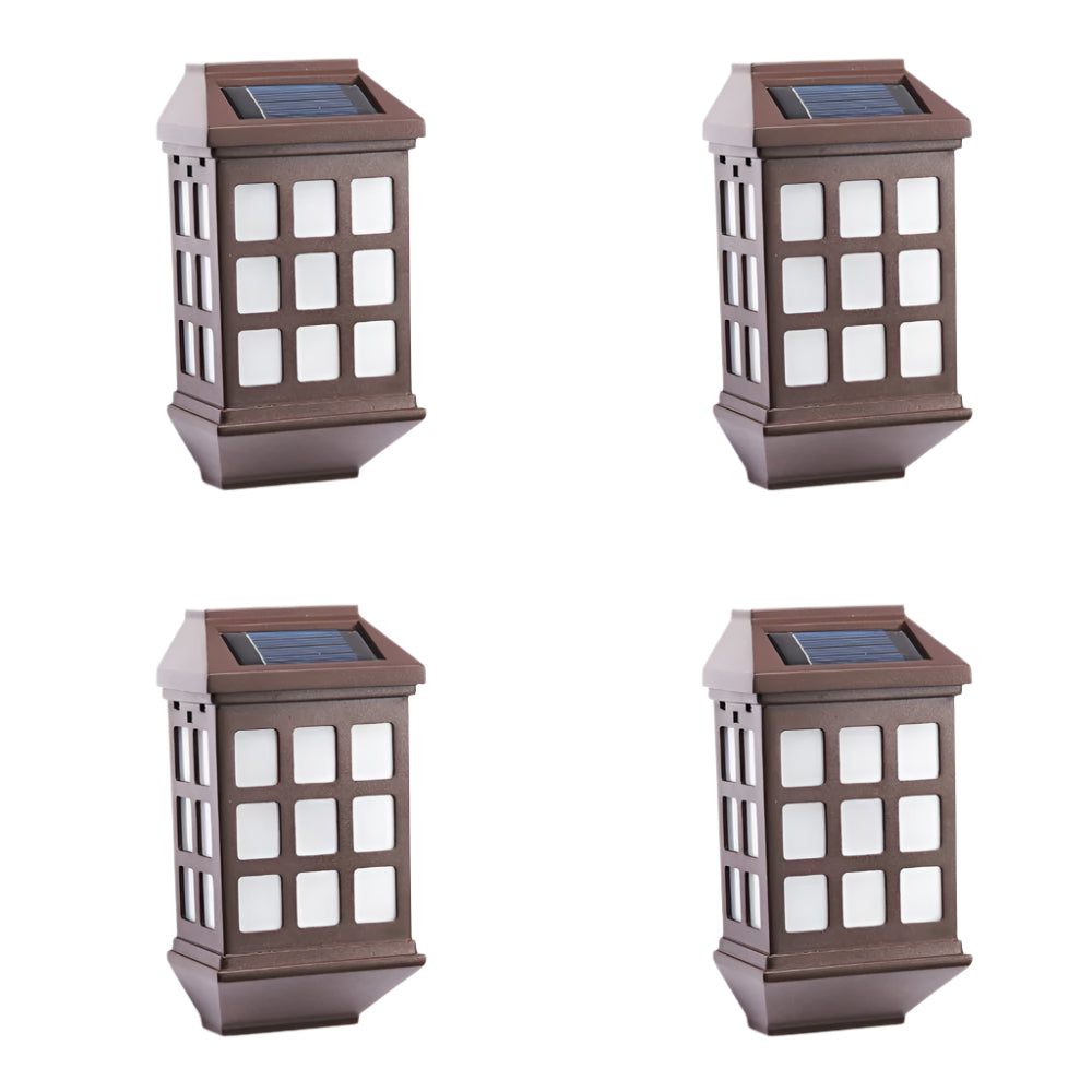 Pack of 4 Deluxe Solar Fence Lights – Warm White LED Outdoor Wall Lights