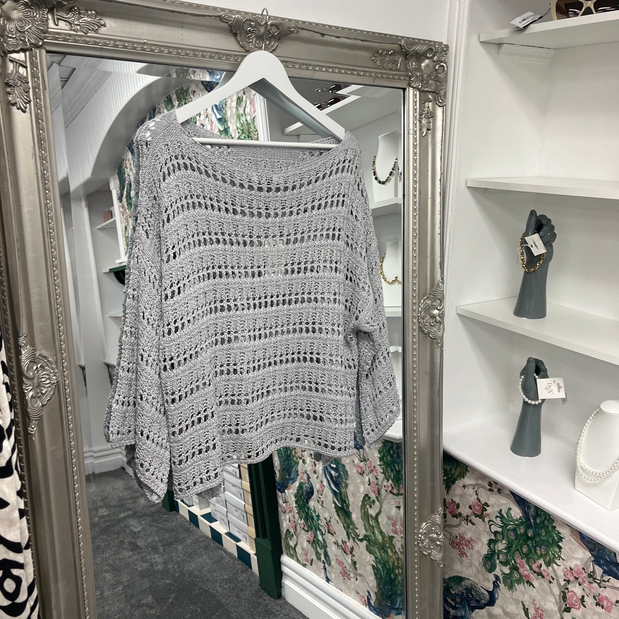 Crochet Top Grey One Size Fits 8-18