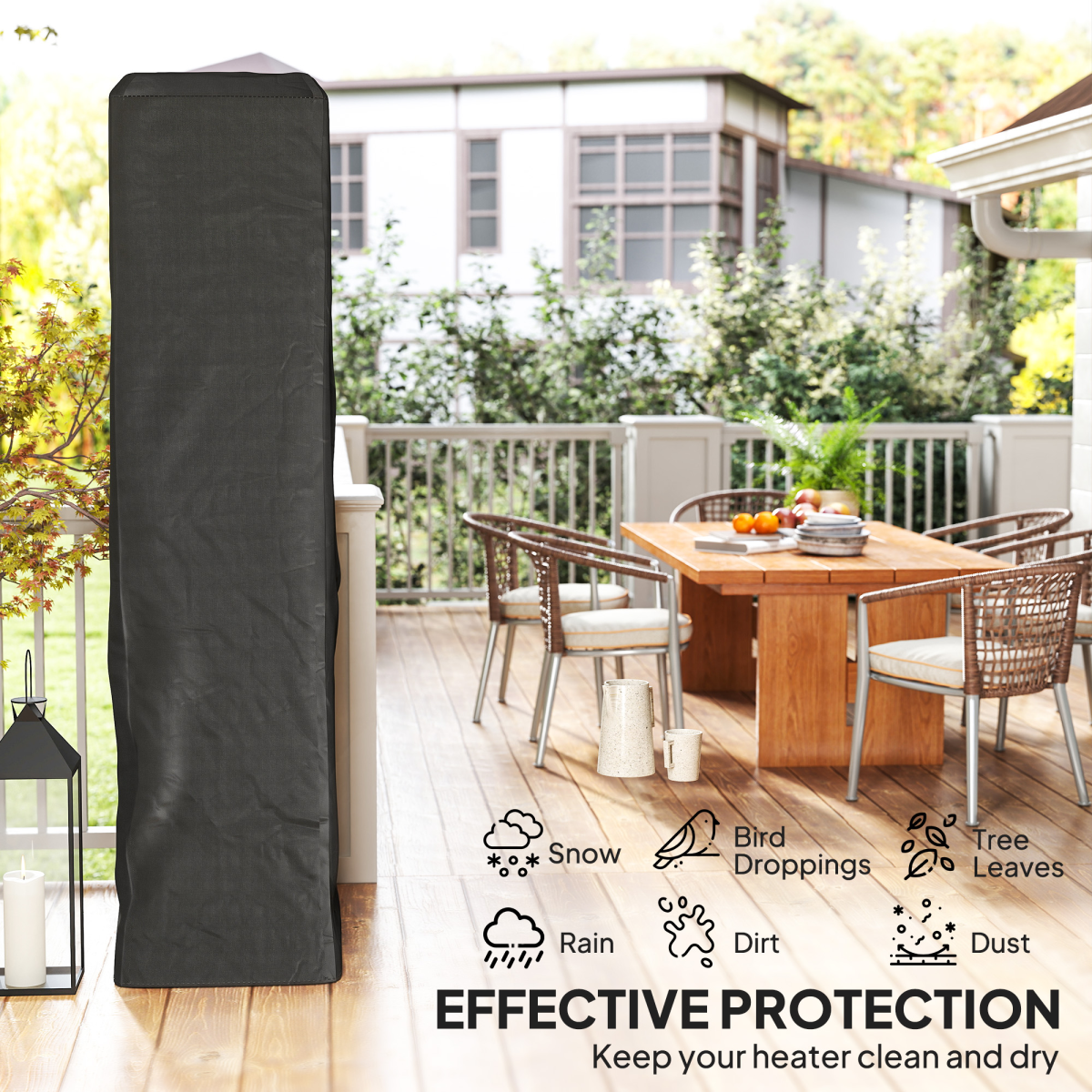 Outsunny Heavy Duty Gas Pyramid Outdoor Patio Heater Cover, Black