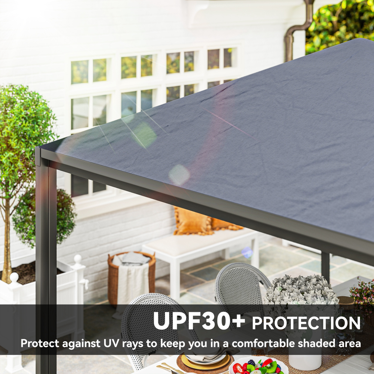 Outsunny 3 x 3(m) Garden Gazebo Canopy with Extendable Awning and Wheels