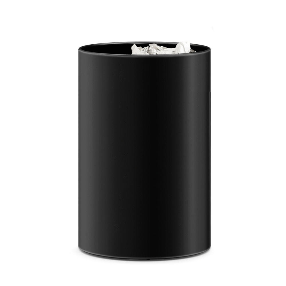 Zack Civos Black Stainless Steel Round 37.5 cm Waste Paper Basket 50508