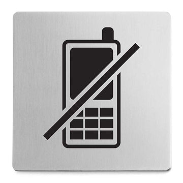 Zack Indici Premium No Mobile Phones Sign - Brushed Steel Elegance
