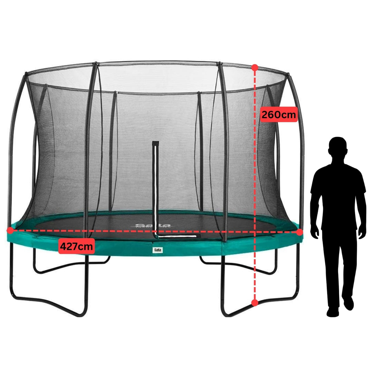 14ft Salta Green Round Comfort Edition Trampoline with Enclosure