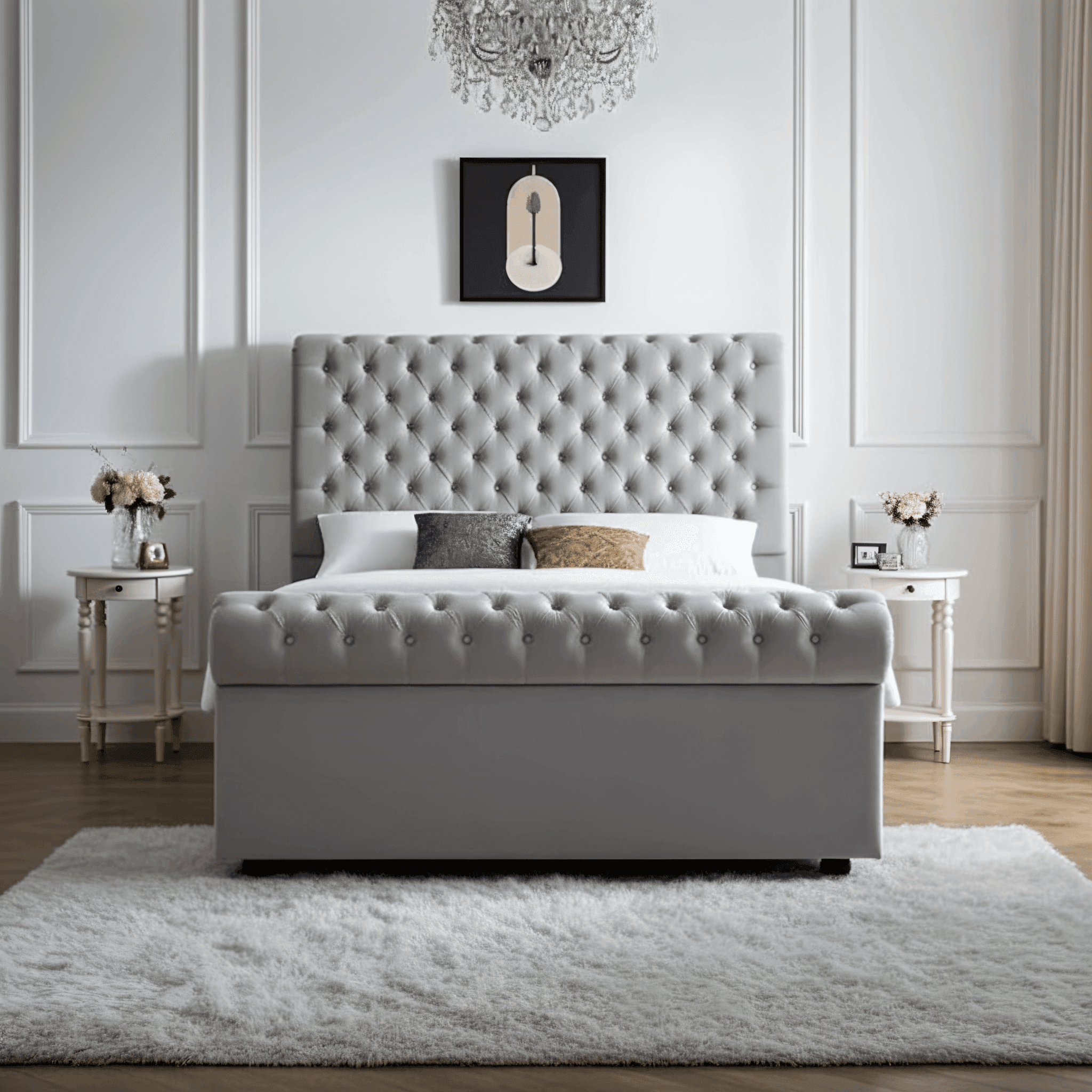Traditional Sleigh Bed Frame – Chesterfield Design