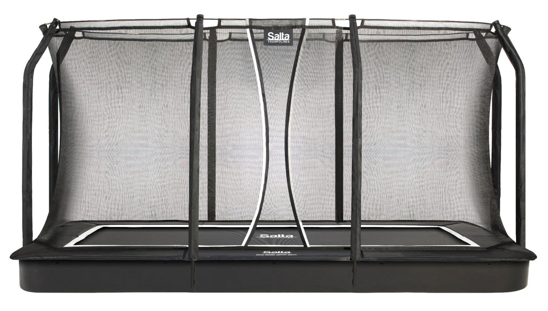13ft x 8ft Salta Black Royal Baseground Rectangular Trampoline with Enclosure