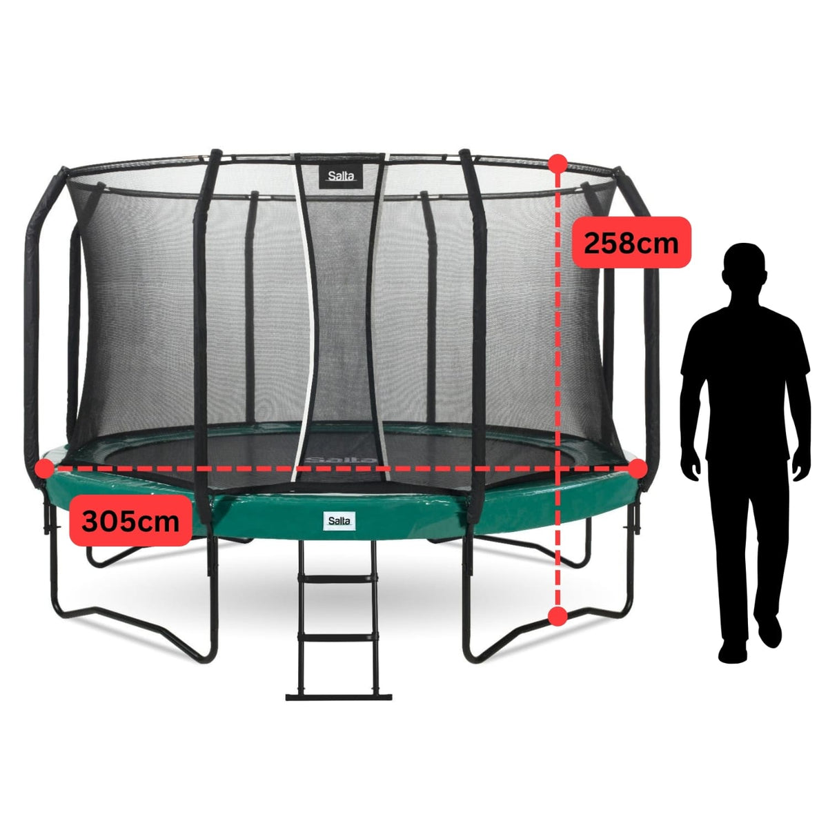 10ft Salta Green Round First Class Edition Trampoline with Enclosure