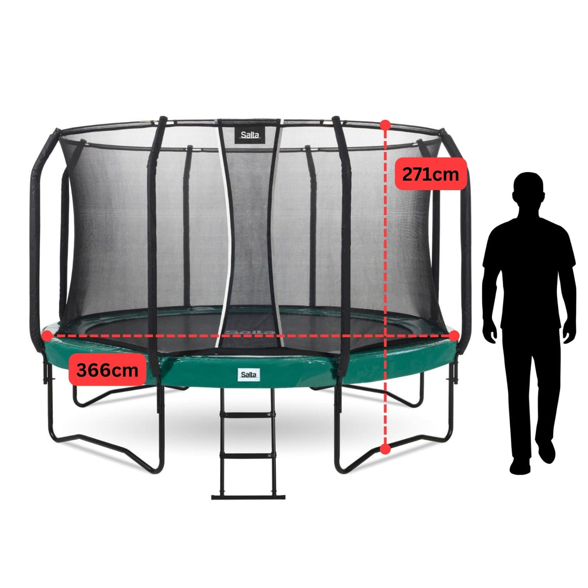 12ft Salta Green Round First Class Edition Trampoline with Enclosure