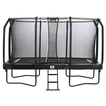 14ft x 8ft Salta Black Rectangular First Class Trampoline with Enclosure