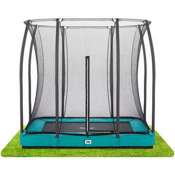 7ft x 5ft Salta Green Rectangular Comfort Edition Inground Trampoline with Enclosure