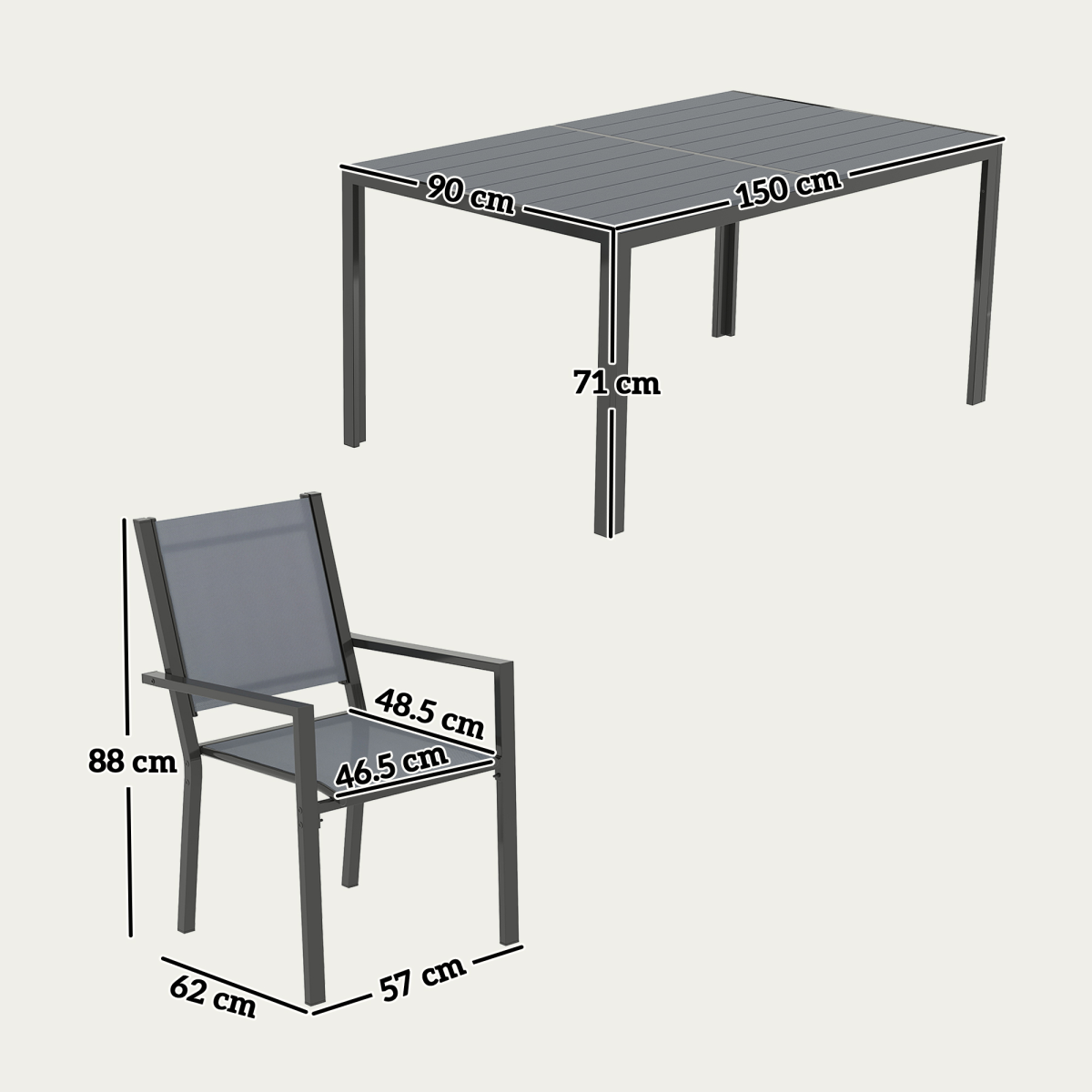 Outsunny 7 Piece Garden Dining Set, Outdoor Furniture w/ 6 Stackable Chairs
