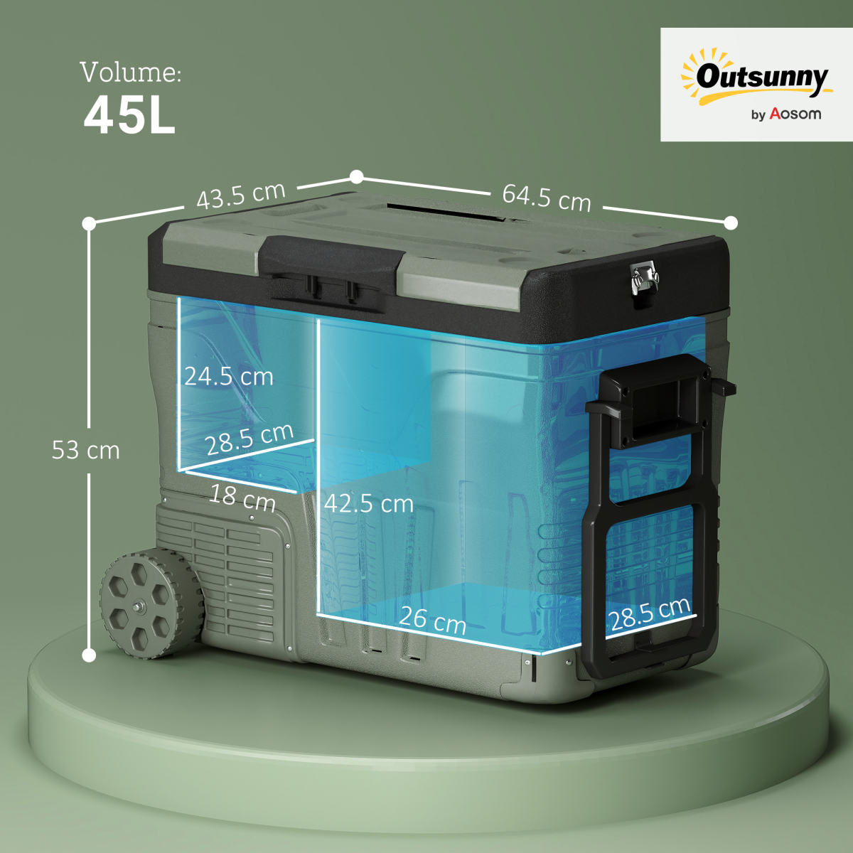 Outsunny 45L Camping Fridge Freezer Dual Zone Car Fridge, DC & AC, -20-20℃