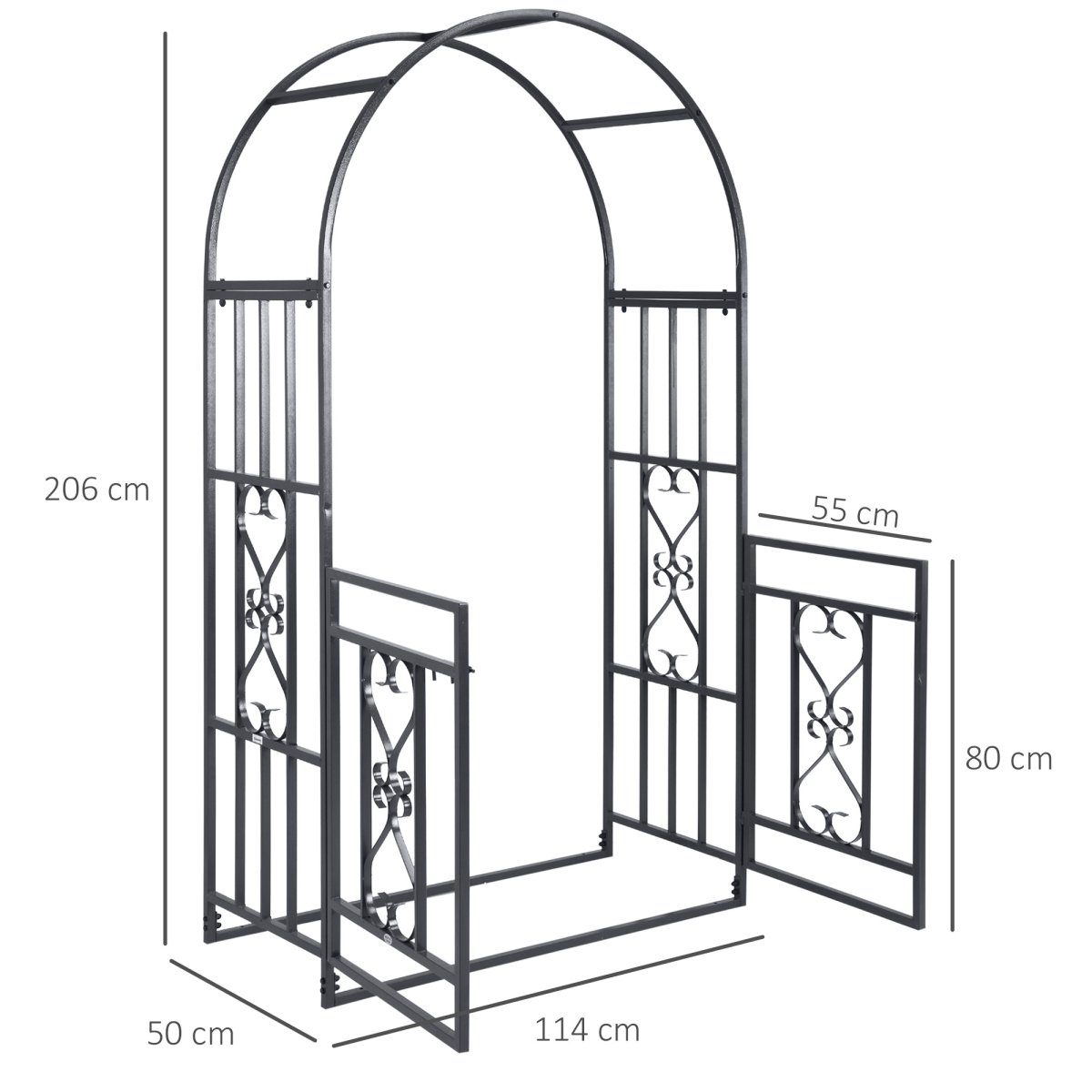 Outsunny Metal Garden Arch with Double Gate, Garden Arbor Climbing Plants