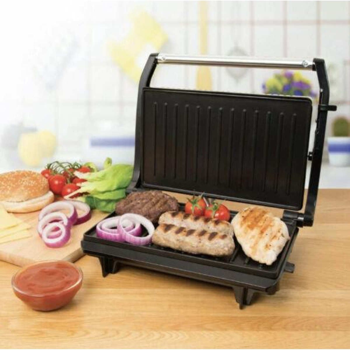 KitchenPerfected Health Grill and Panini Press - Black Steel