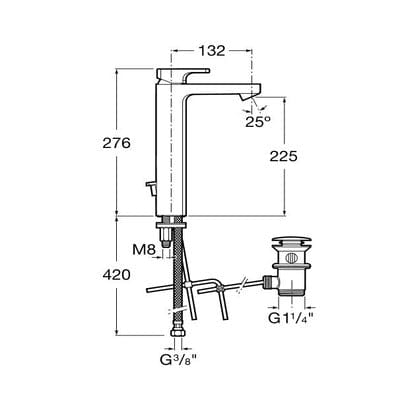 L90 Chrome Extended Basin Mixer Tap With Pop-Up Waste
