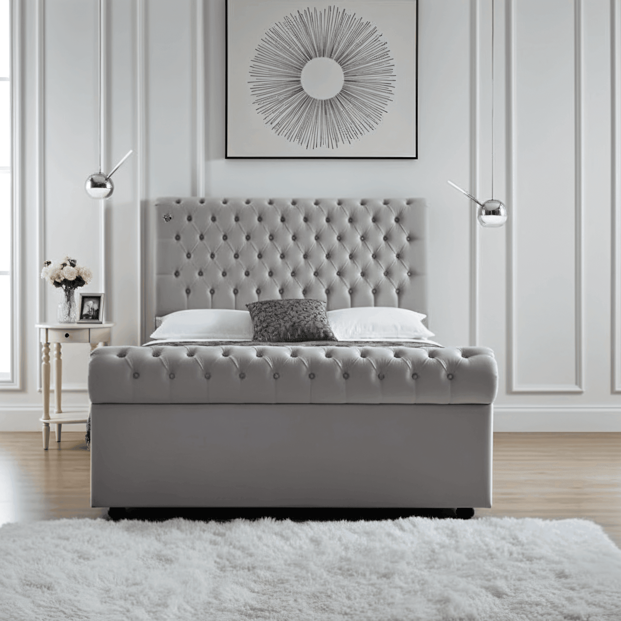 Traditional Sleigh Bed Frame – Chesterfield Design