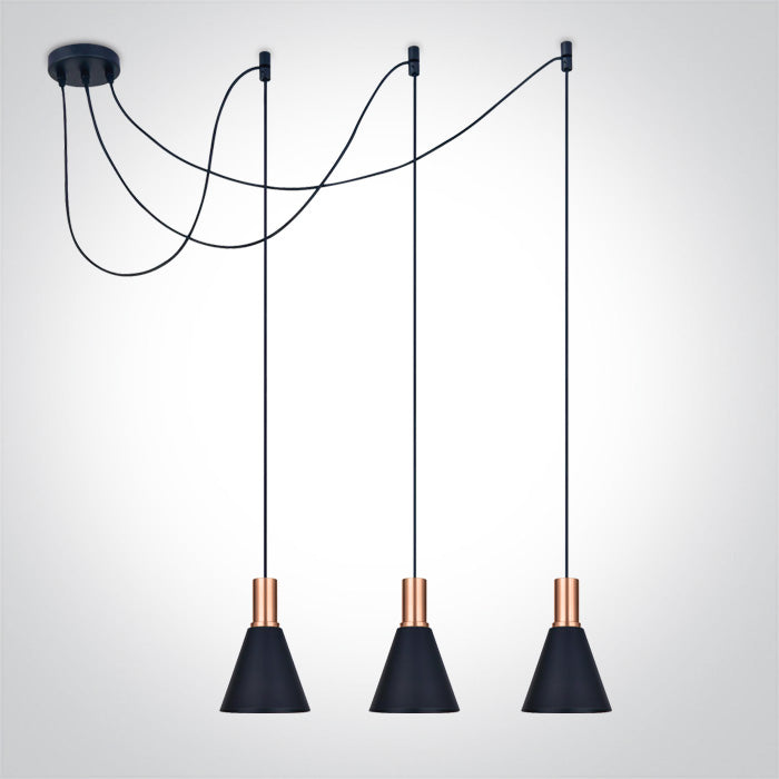 E27 Round Pendants - 63122B - 3x10W E27 pendant.