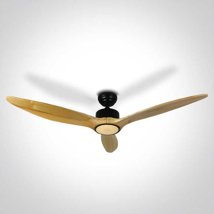 Black Body Ceiling Fans Light Wood Blades - 6312L/B/V