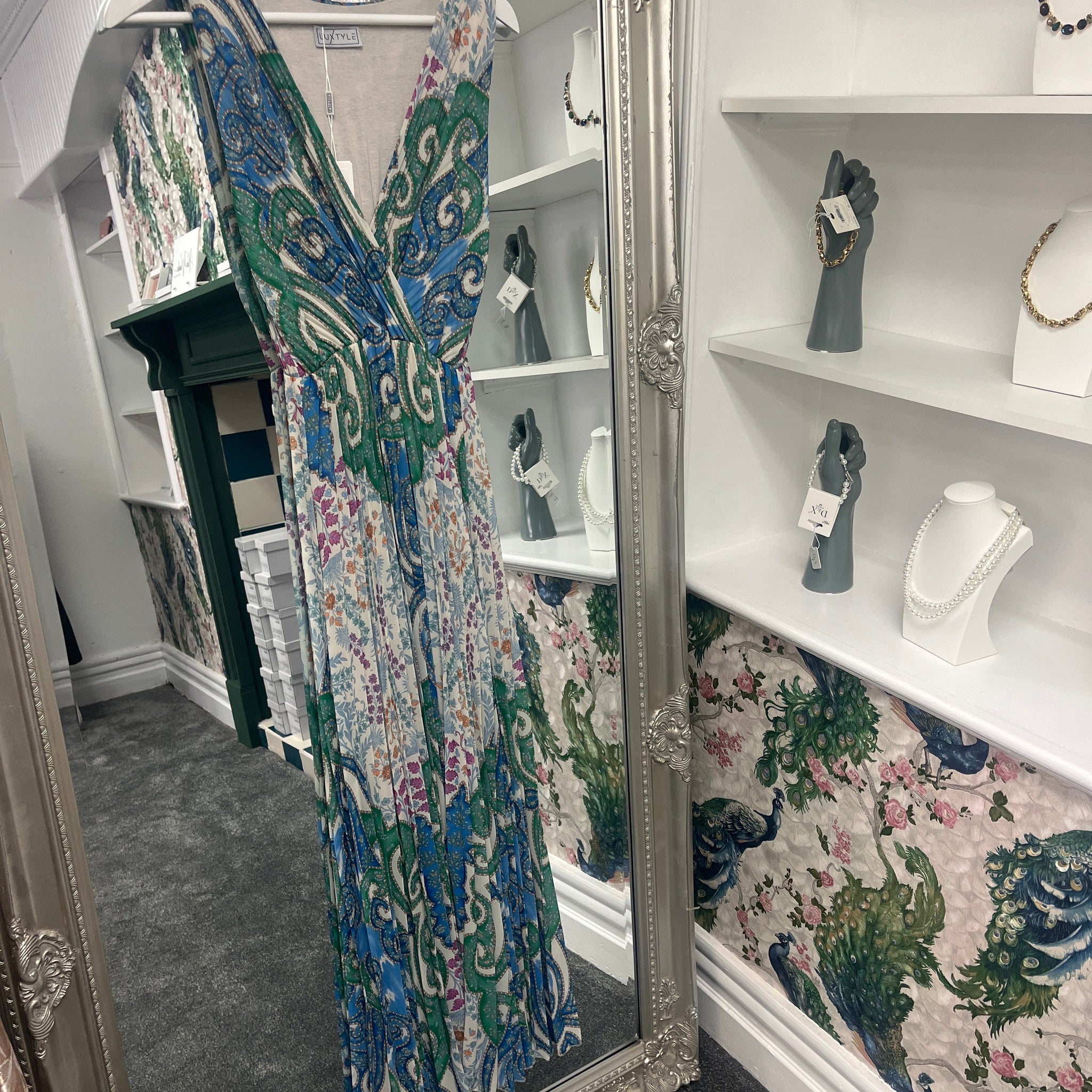 Multicoloured Maxi Pleated Sleeveless Dress | One Size Women’s Dress 8-14