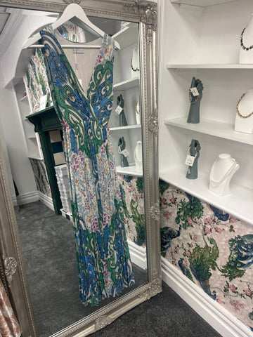 Multicoloured Maxi Pleated Sleeveless Dress | One Size Women’s Dress 8-14