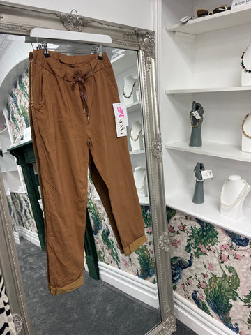 Plain Glitter Drawstring Trousers – One Size Fits UK 8–16