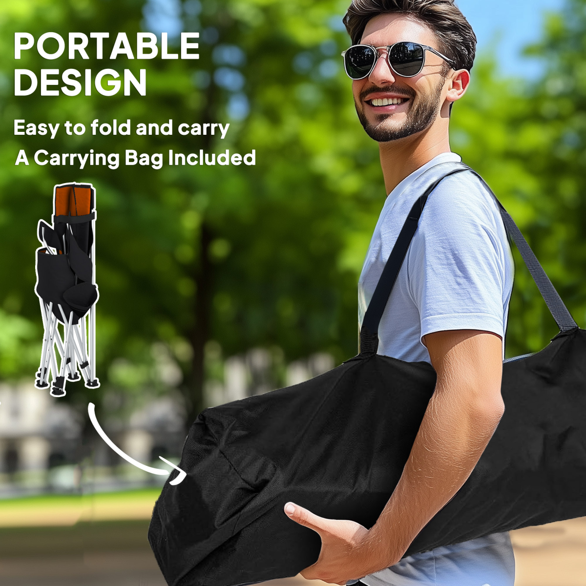 Outsunny Set of 2 Reclining Camping Chairs, Orange and Black