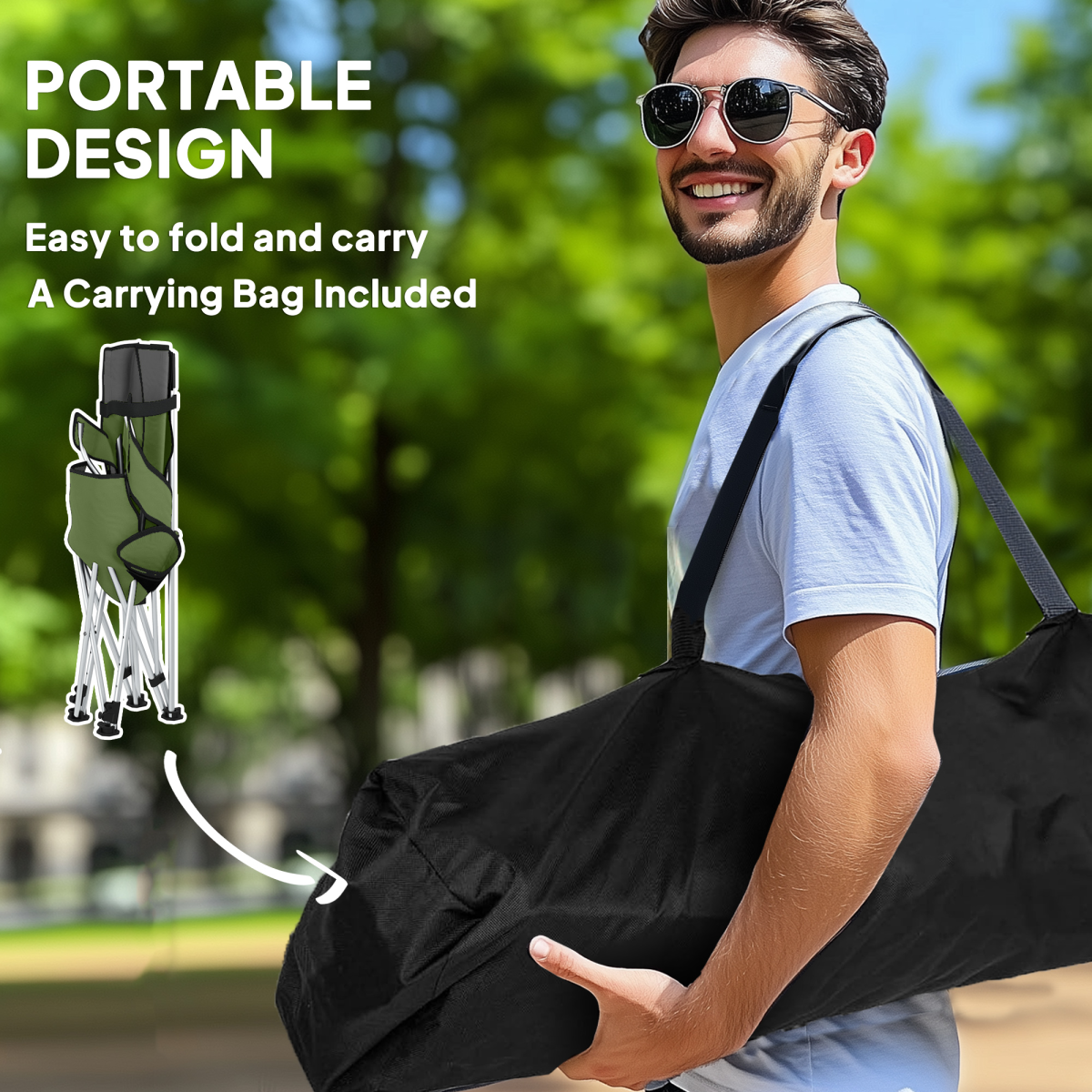 Outsunny Set of 2 Reclining Camping Chairs, Olive Green and Grey