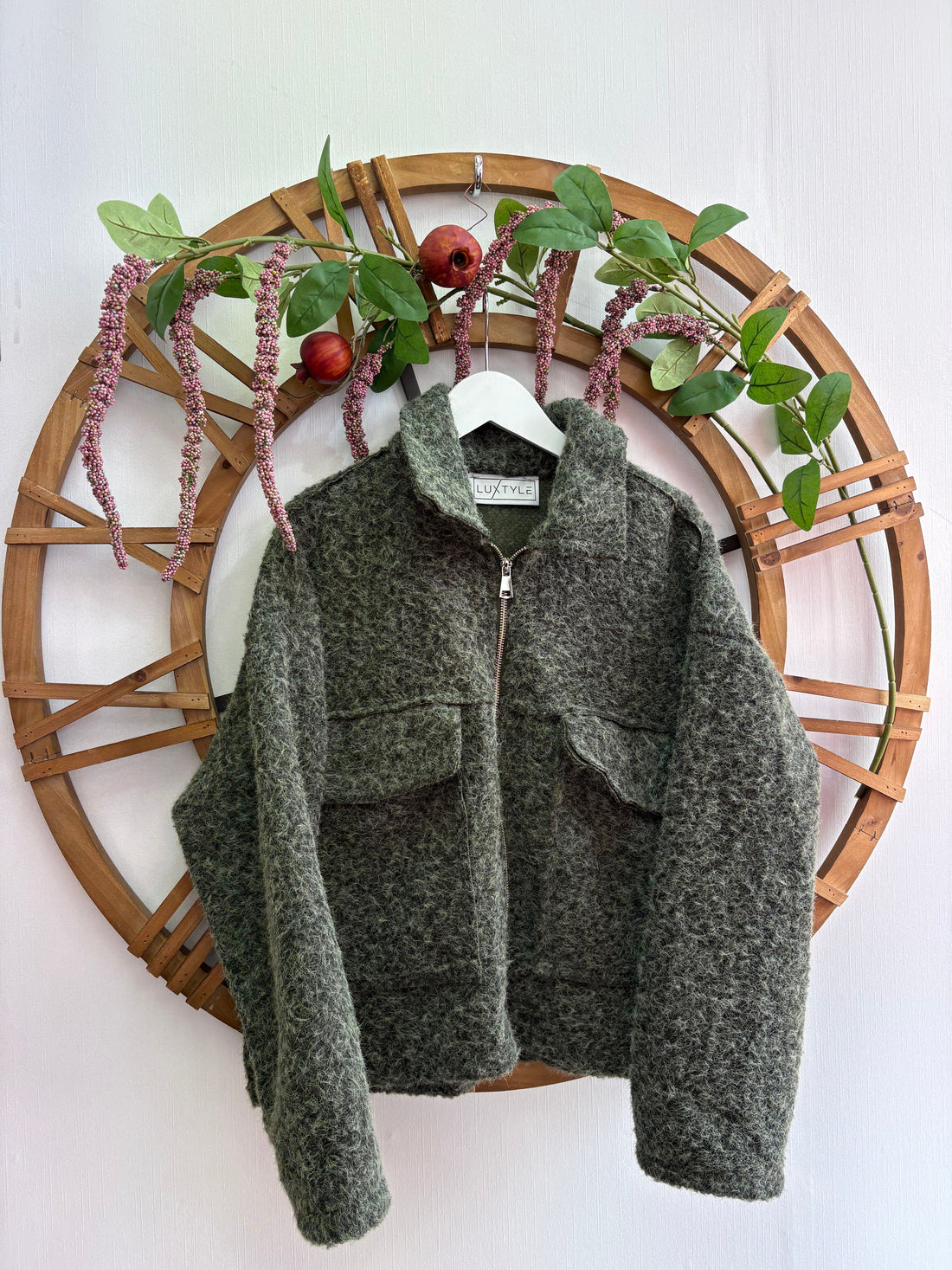 Luxtyle Textured Zip Jacket – One Size up to 18 (Berry, Khaki, Mushroom)