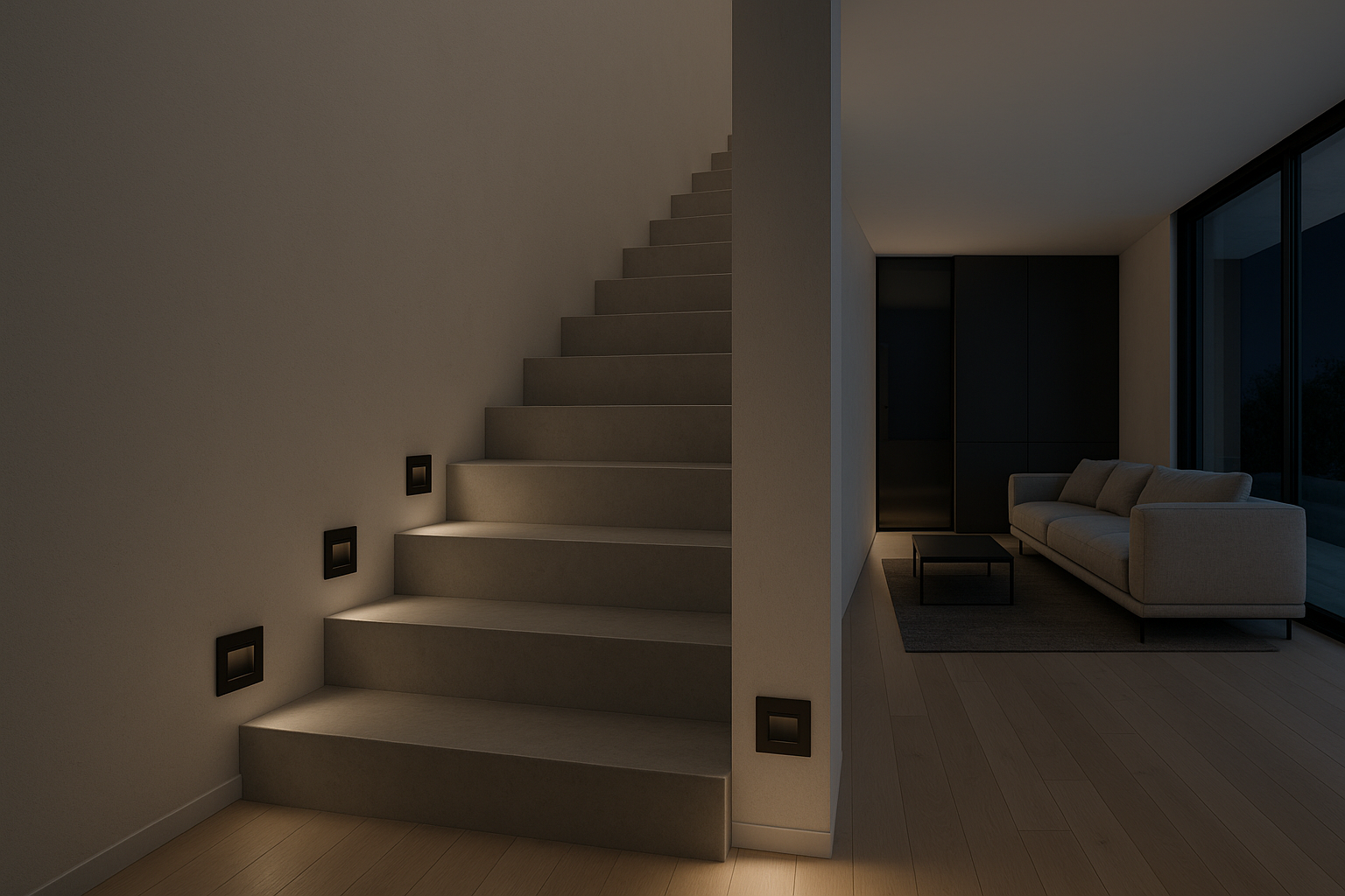 Indoor Square Wall Recessed - 68007- 1,5 W Wall recessed LED light, ideal for step and corridor illumination  Supplied complete with non-dimmable LED driver