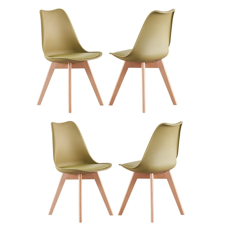 5PCs Dining Set - a White Halo Dining Table & Set of 4 Lorenzo Tulip Dining Chairs with Padded Seat