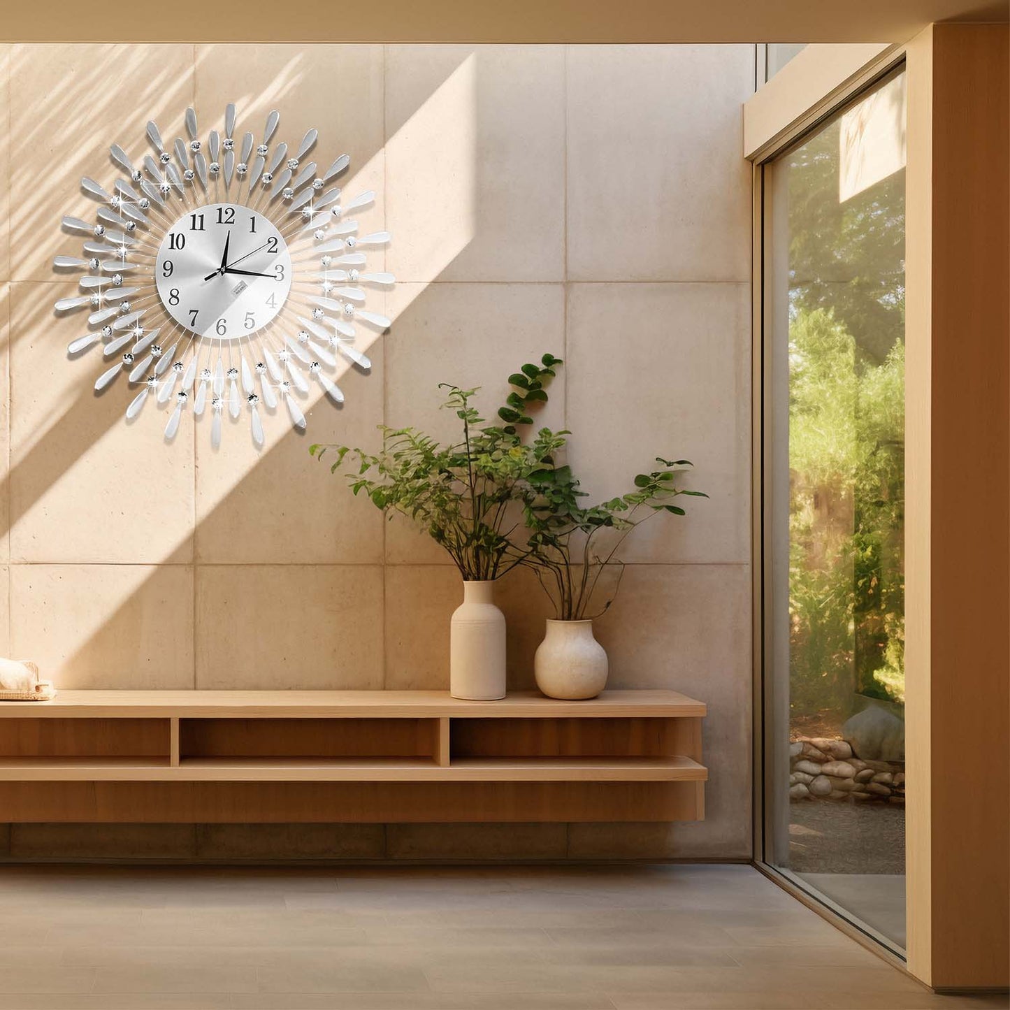 Crystals Quartz Jeweled Wall Clock