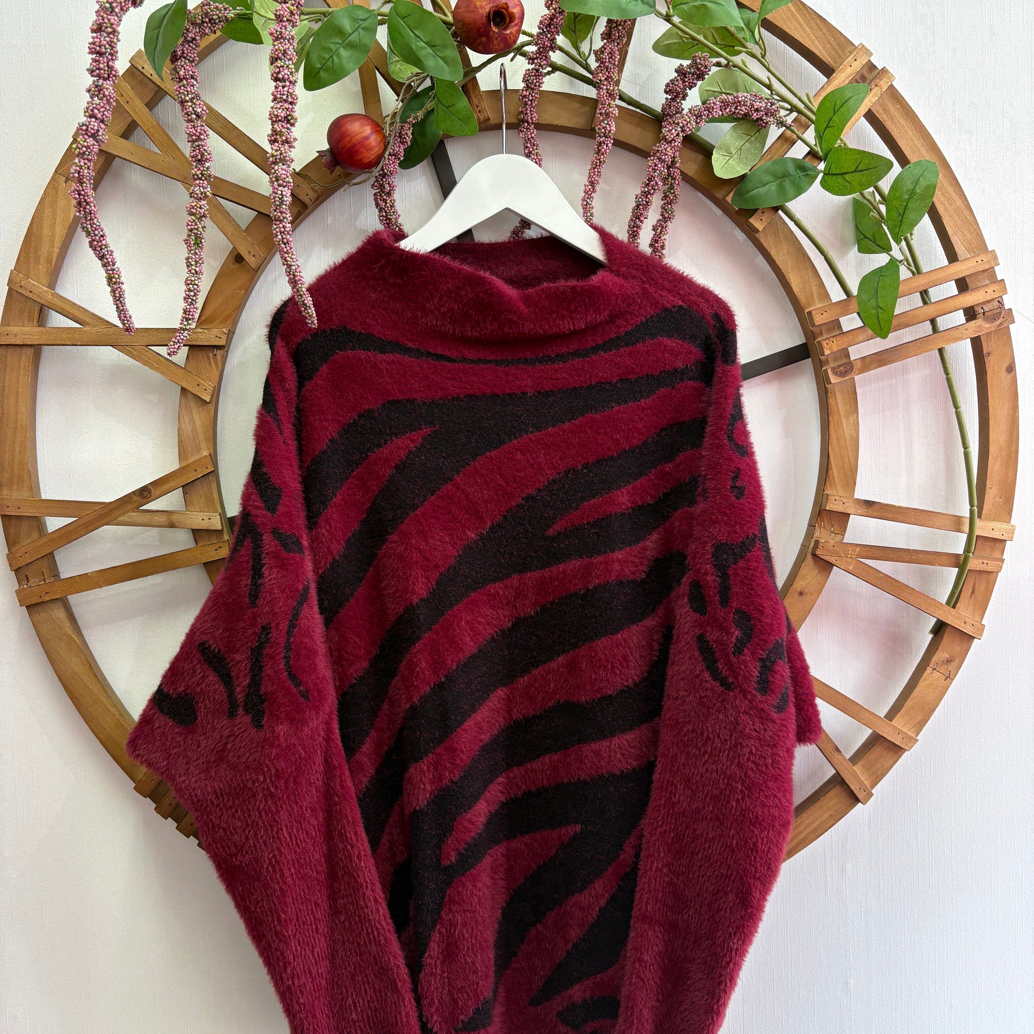 Luxtyle Fuzzy Zebra Knit Jumper – Fits up to UK18