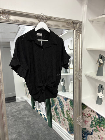 Luxtyle Cropped Tie Front Top – One Size (Fits 8–18)