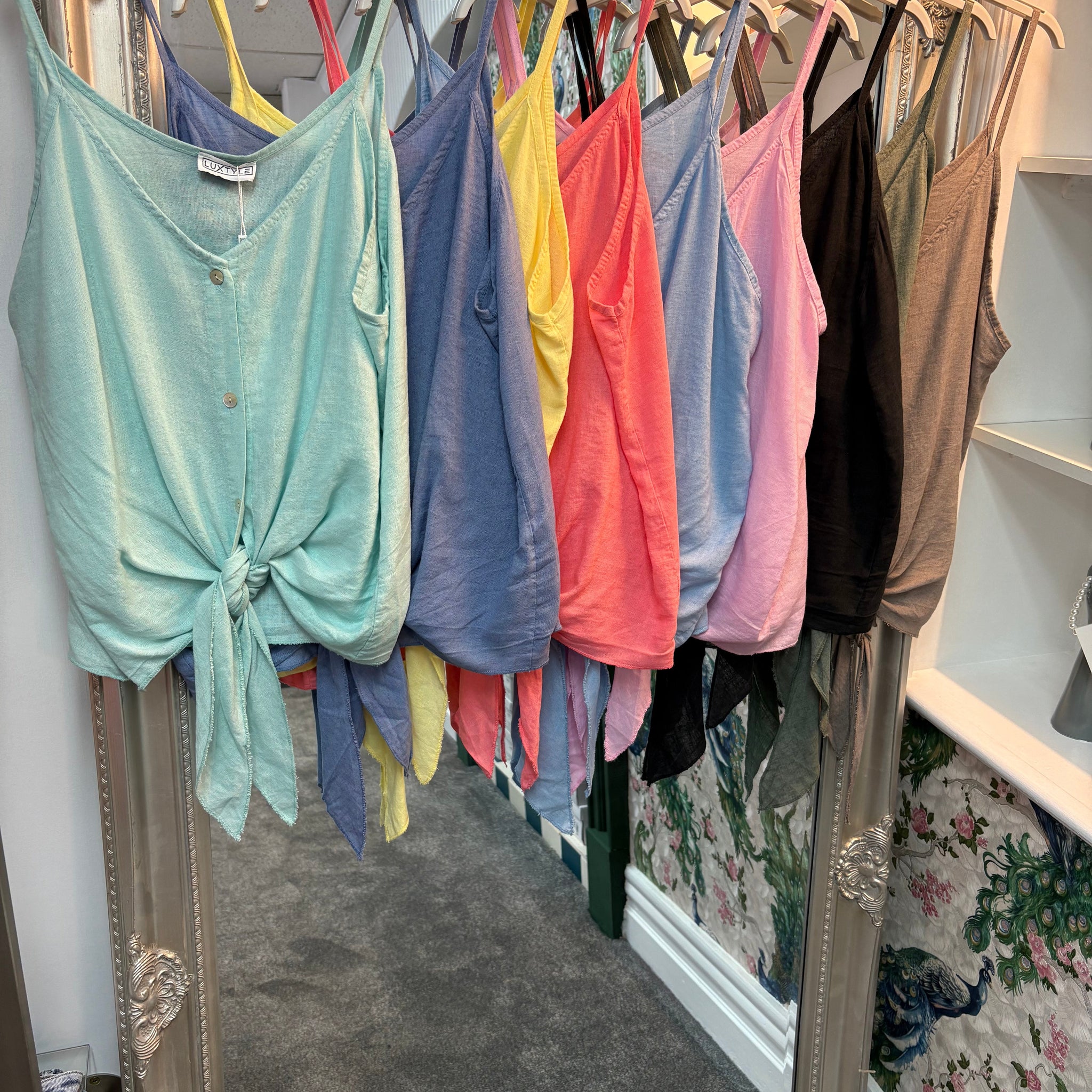 Luxtyle Strappy Tie Front Vest Top | Summer Cami | Sizes Up to 14 | 10 Colours