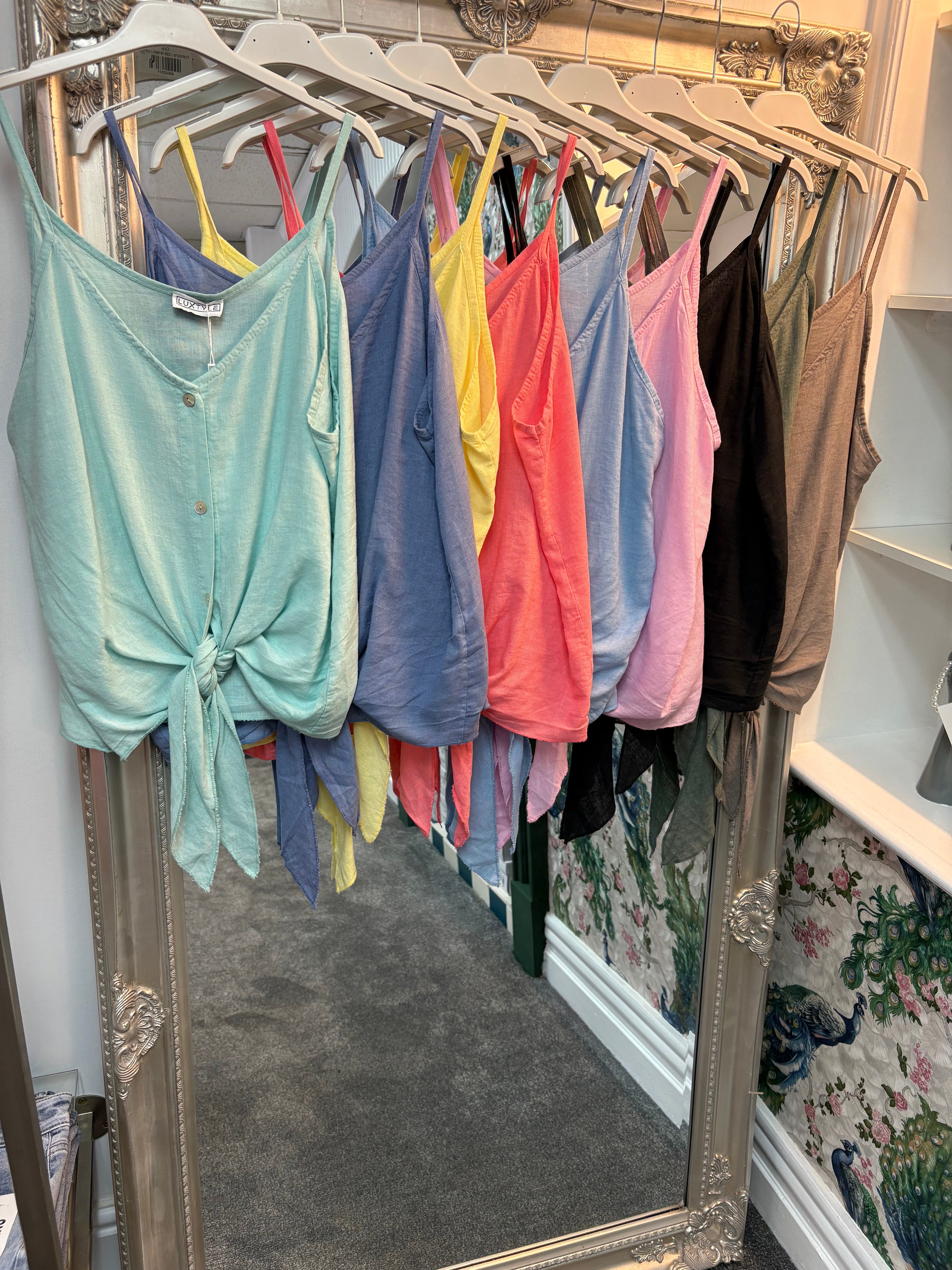 Luxtyle Strappy Tie Front Vest Top | Summer Cami | Sizes Up to 14 | 10 Colours