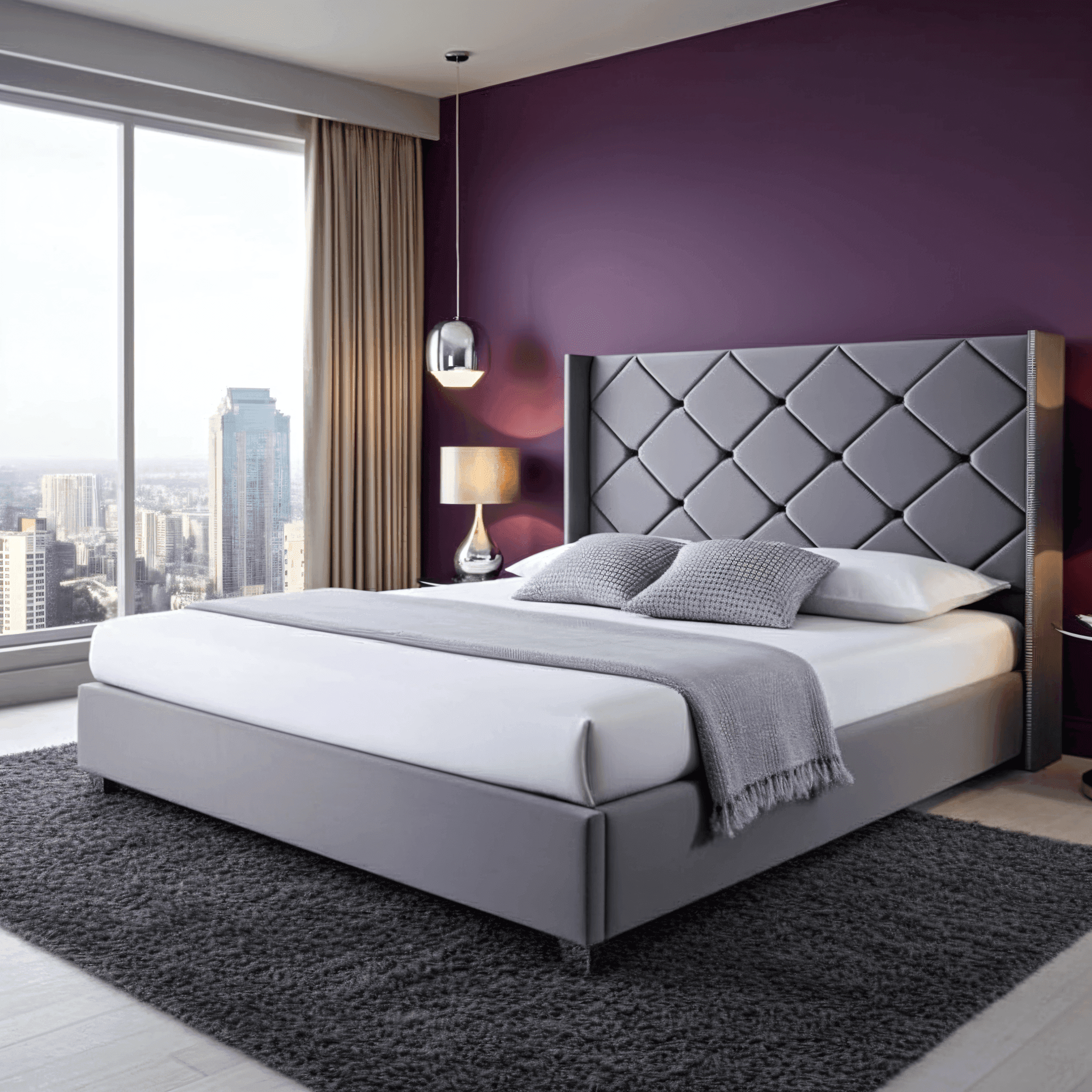 The Elvin Wingback Bed Frame – Studded Velvet Bed