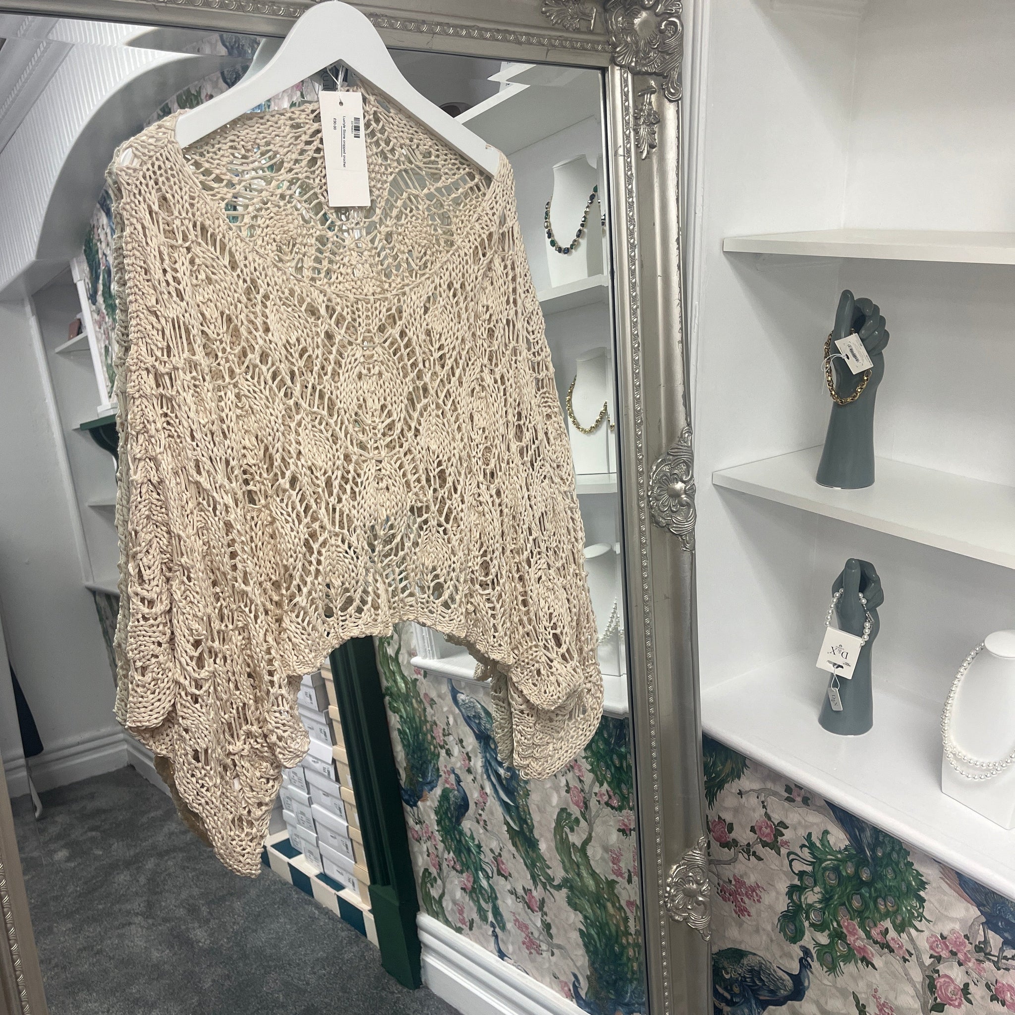 Cropped Crochet Top Beige One Size Fits 8-18